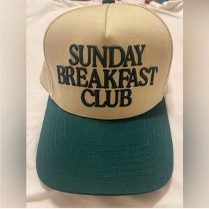 NWOT Sunday Breakfast Club Two-Tone Trucker Hat - Beige & Forest Green